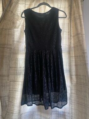 Isis Black Lace Sleeveless Fit-and-Flare Dress